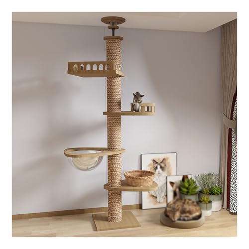 キャットタワー 突っ張り 木製 キャットツリー 木登りタワー 多層無垢材 Amazon | CozyMeow キャットタワー 突っ張り 木製 キャット